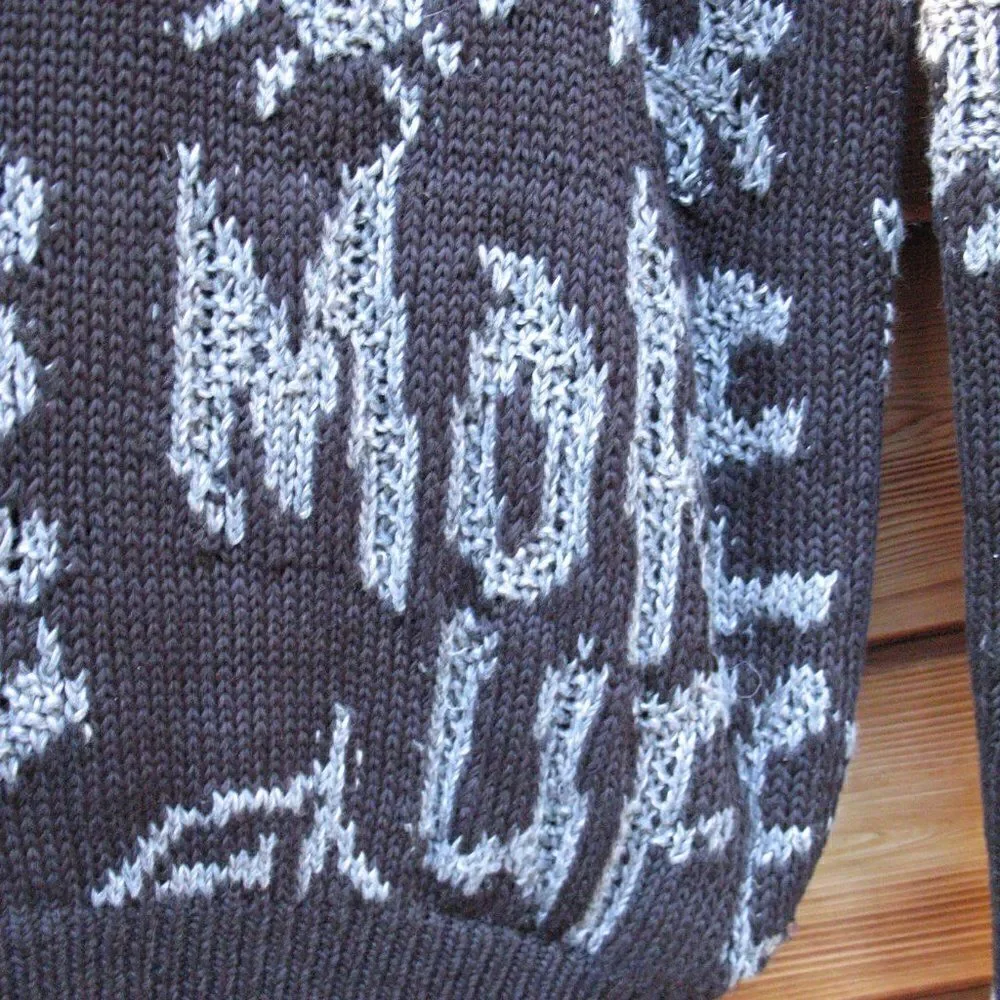 Rare Black Gray Oversize Graphic Sweater